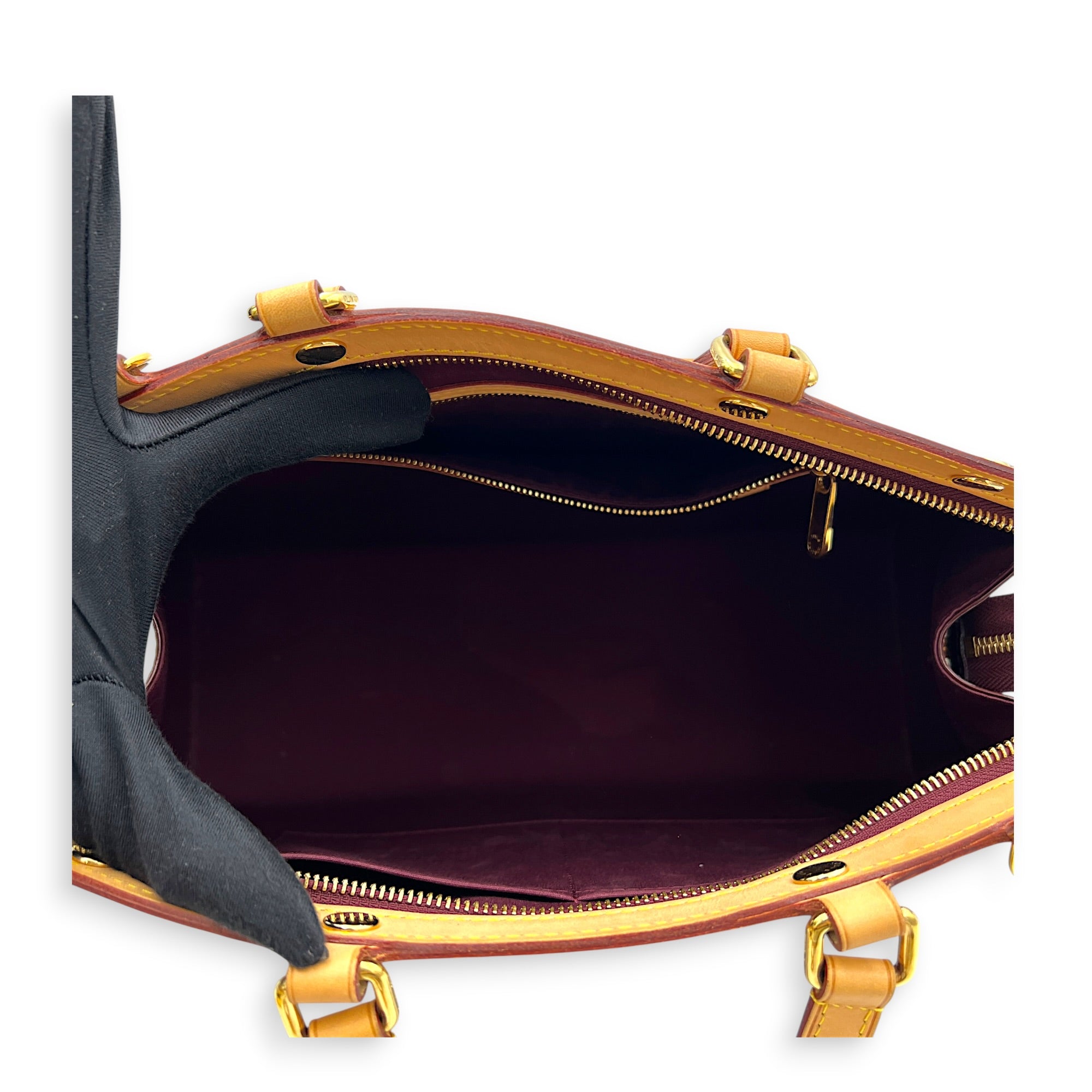 Brea MM Red Top Handle Bag in Vernis, Gold hardware