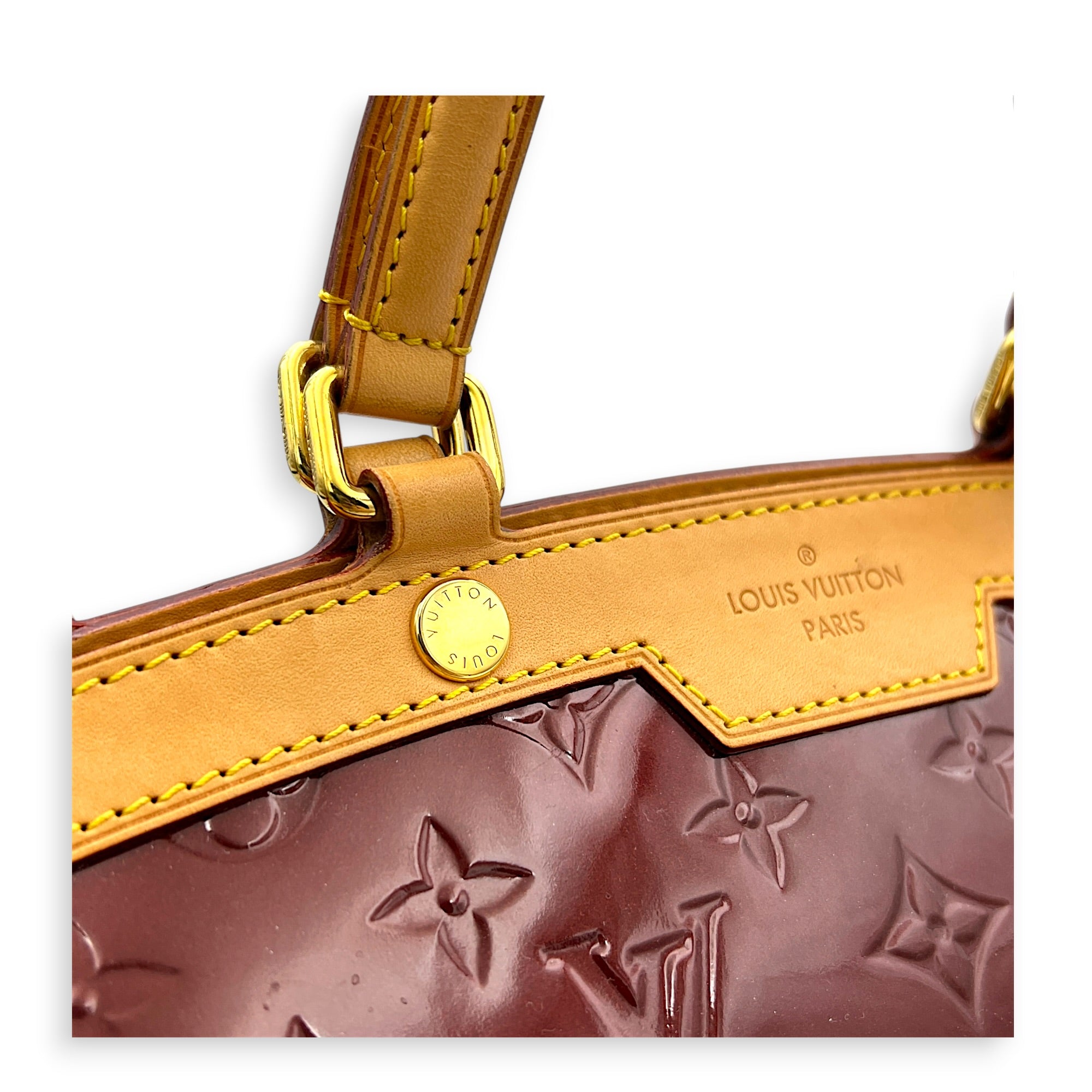Brea MM Red Top Handle Bag in Vernis, Gold hardware