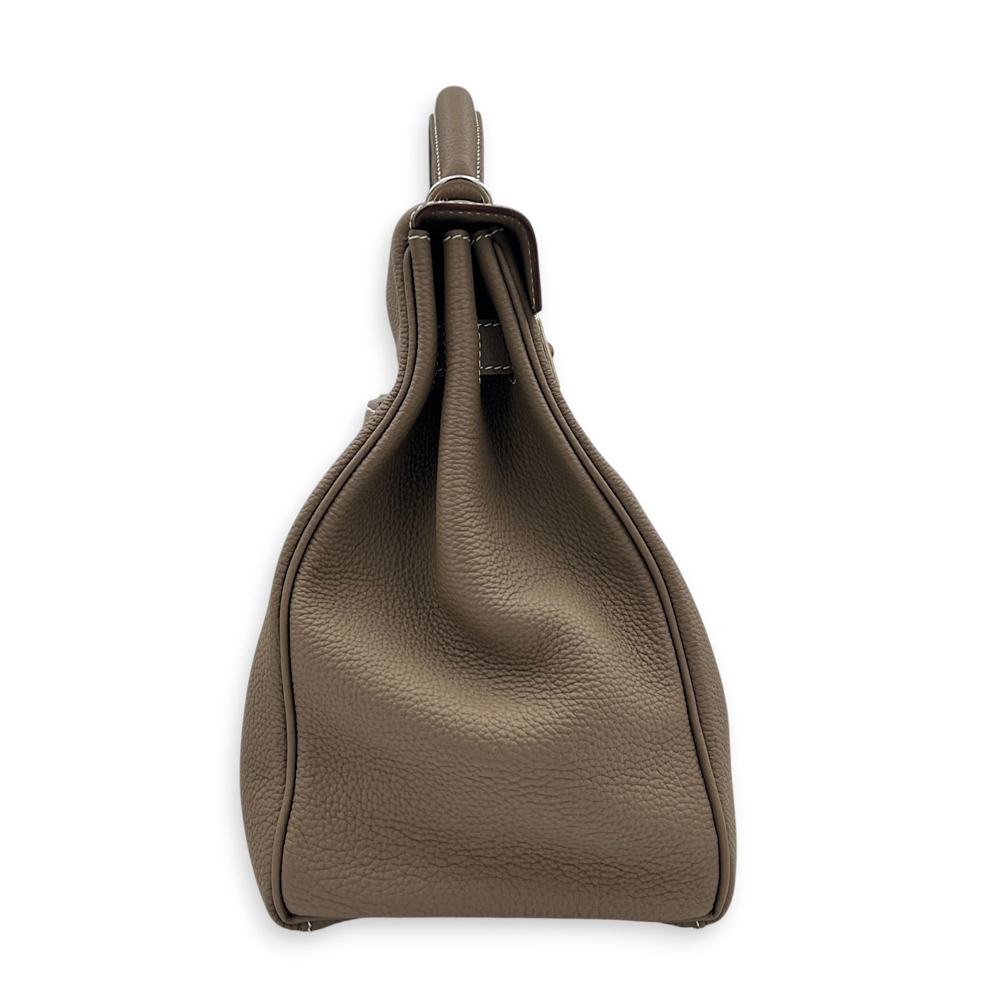Kelly Maxi 42 Etoupe Top Handle Bag in Togo, Palladium hardware