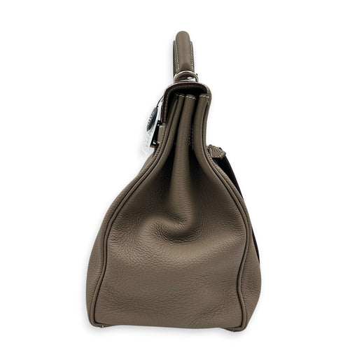 Kelly Maxi 42 Etoupe Top Handle Bag in Togo, Palladium hardware