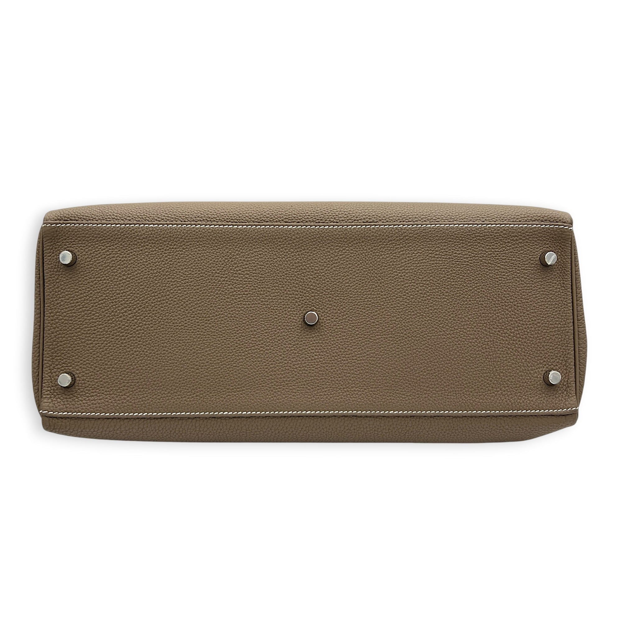 Kelly Maxi 42 Etoupe Top Handle Bag in Togo, Palladium hardware