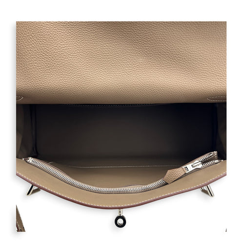Kelly Maxi 42 Etoupe Top Handle Bag in Togo, Palladium hardware