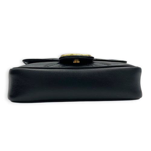 GG Marmont Crossbody Bag Super Mini Black in Calfskin, Gold hardware