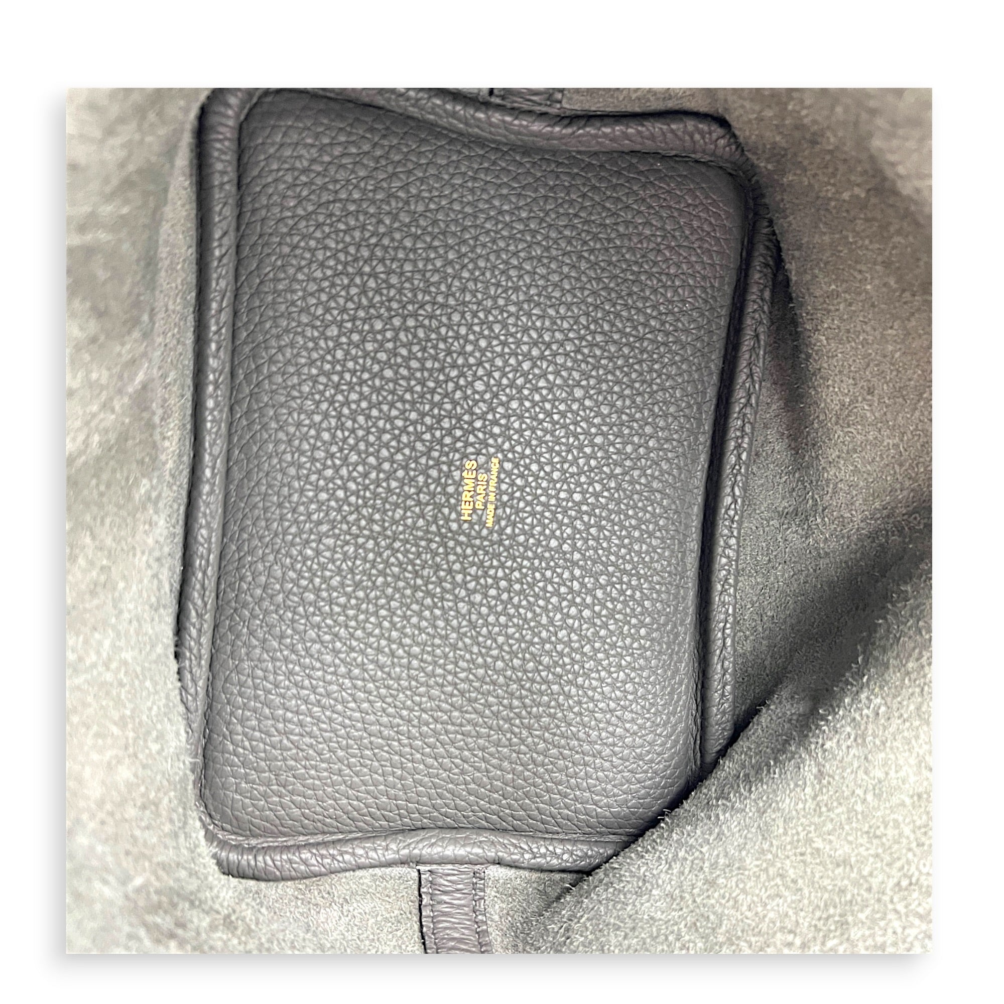 Picotin 18 Gris Meyer Top Handle Bag in Clemence, Gold hardware