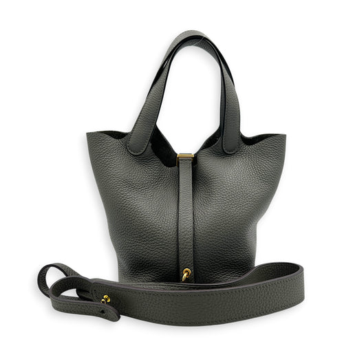 Picotin 18 Gris Meyer Top Handle Bag in Clemence, Gold hardware