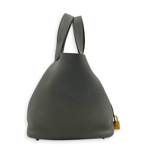 Picotin 18 Gris Meyer Top Handle Bag in Clemence, Gold hardware