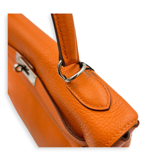 Kelly 32 Orange H Top Handle Bag in Clemence, Palladium hardware