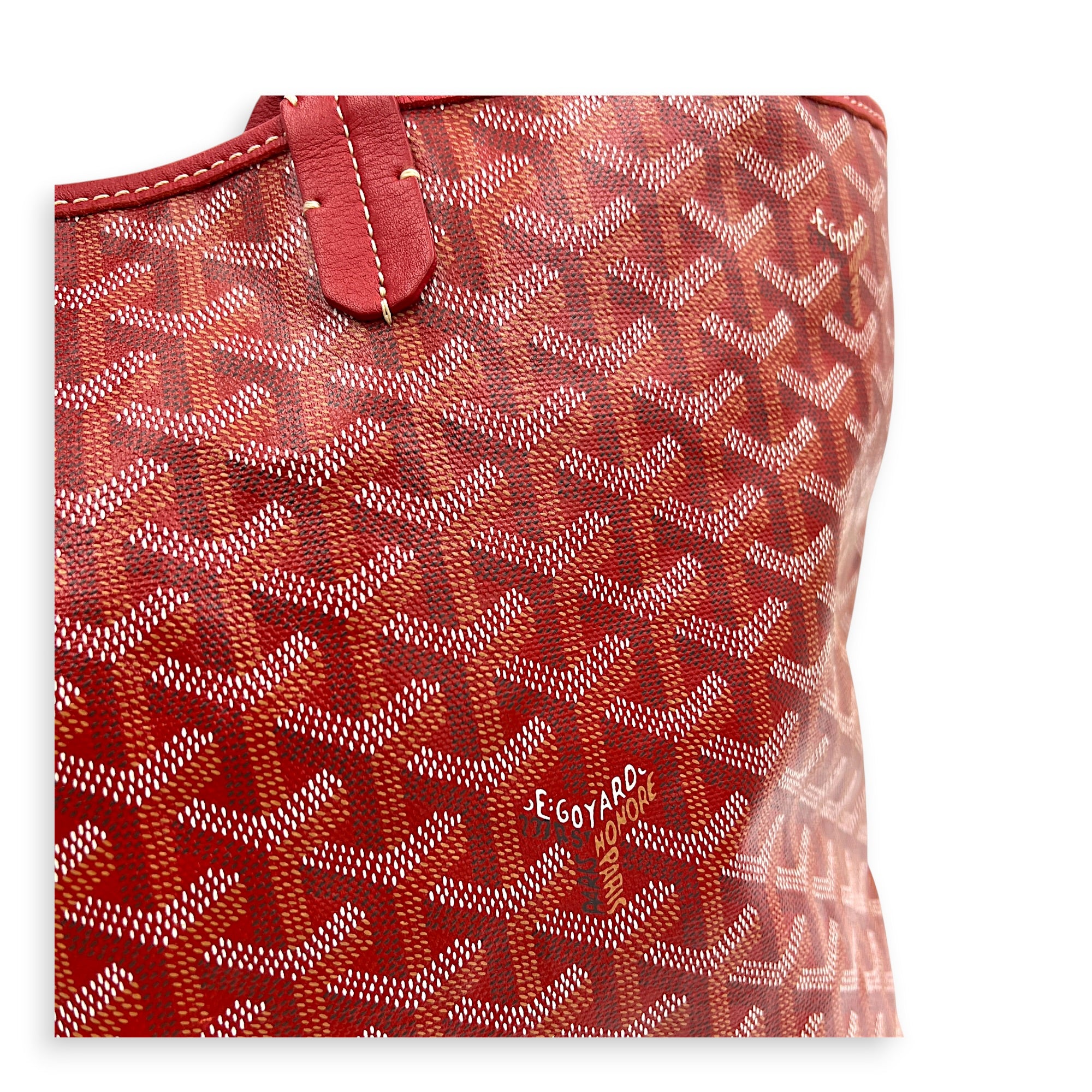 Saint Louis PM Red Tote Bag in Coated Canvas, Silver hardware