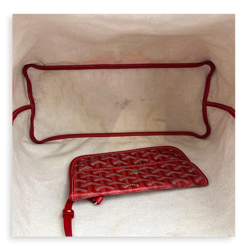 Saint Louis PM Red Tote Bag in Coated Canvas, Silver hardware