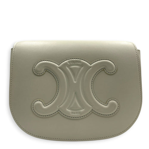 Folco Optic White Crossbody Bag in Calfskin, Gold hardware