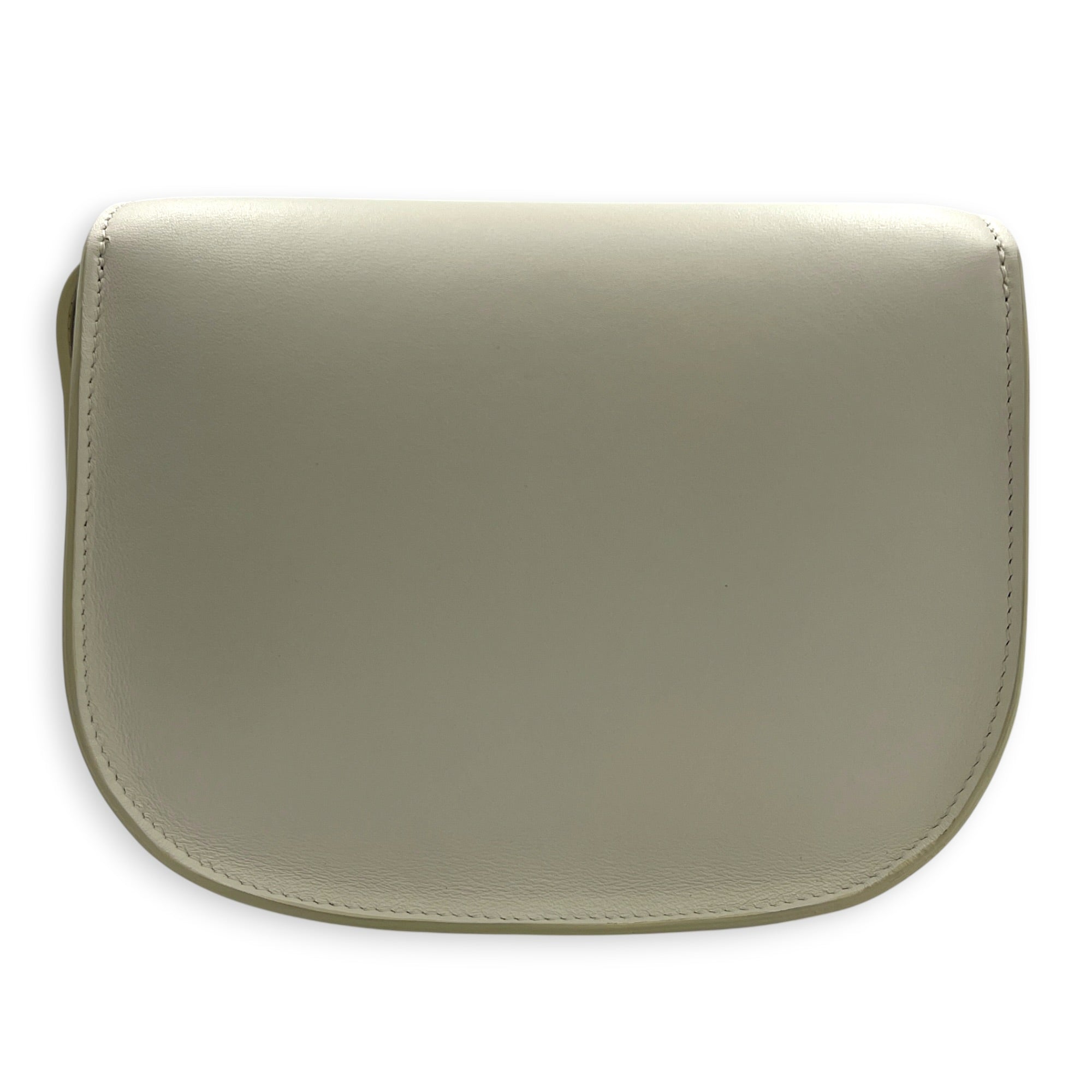 Folco Optic White Crossbody Bag in Calfskin, Gold hardware