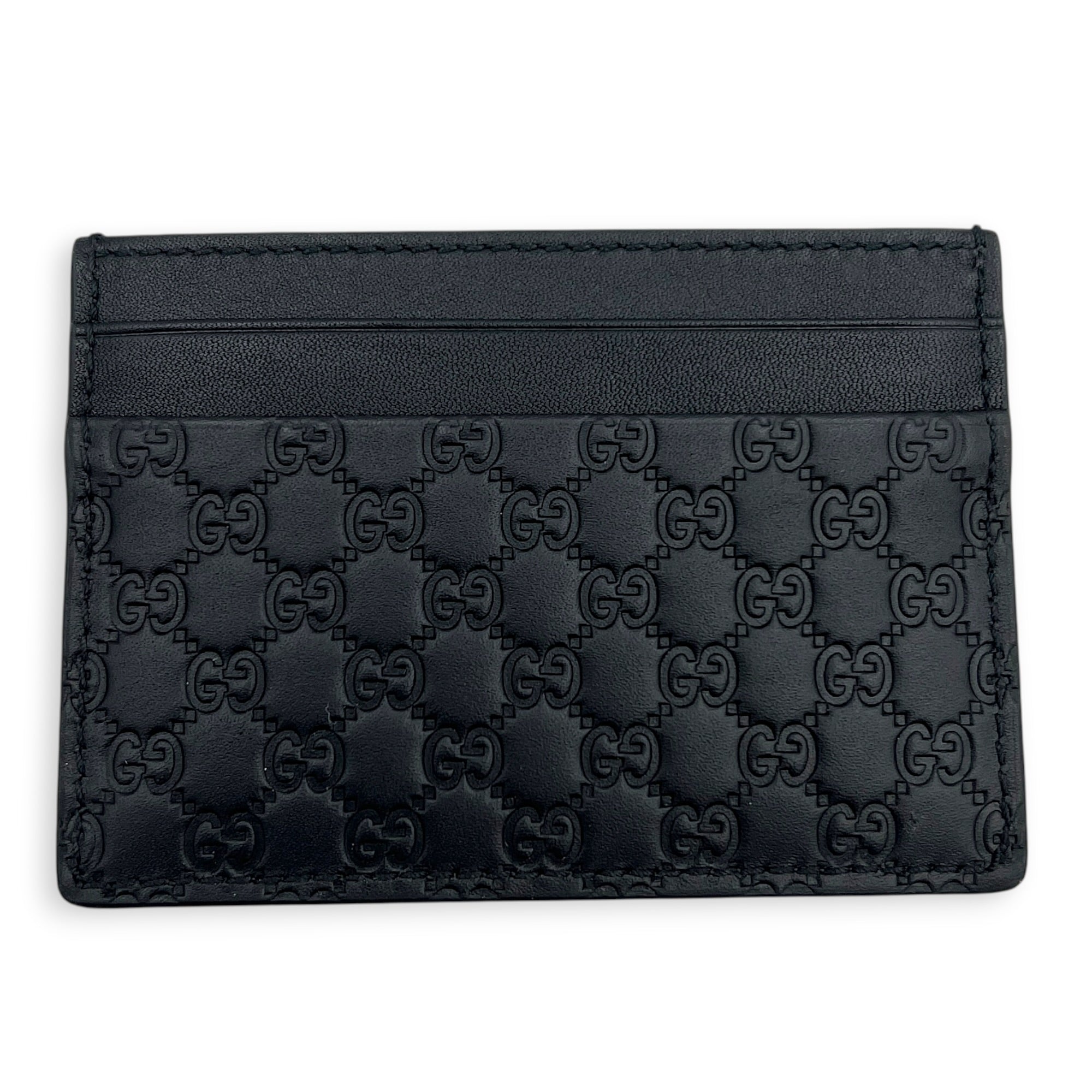 Microguccissima Card Holder Black in Calfskin