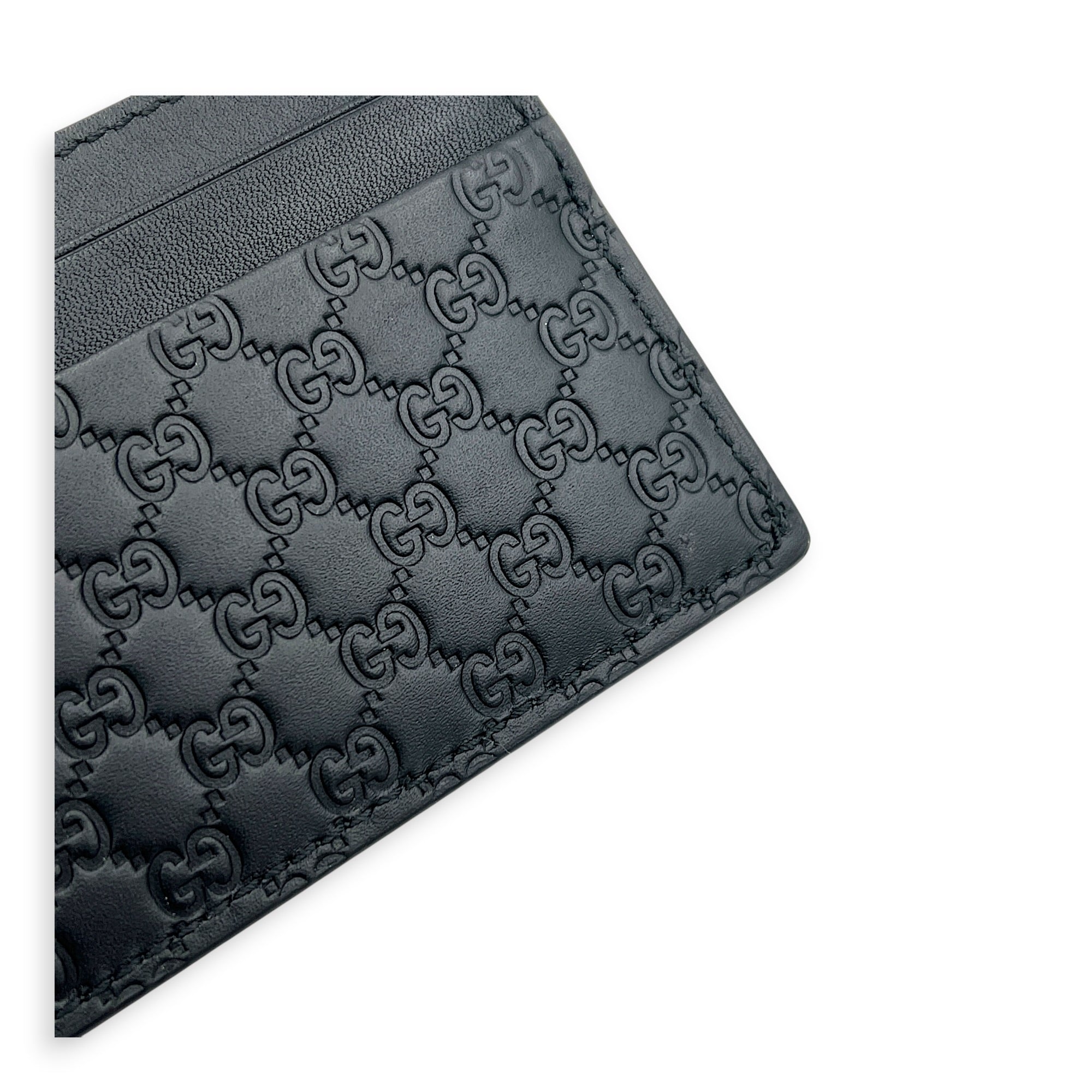 Microguccissima Card Holder Black in Calfskin