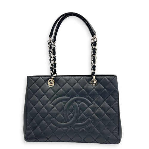 GST Tote Bag Black in Caviar Leather, Silver hardware