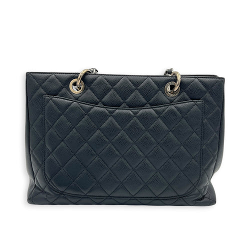 GST Tote Bag Black in Caviar Leather, Silver hardware