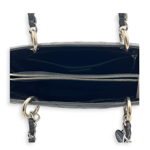 GST Tote Bag Black in Caviar Leather, Silver hardware