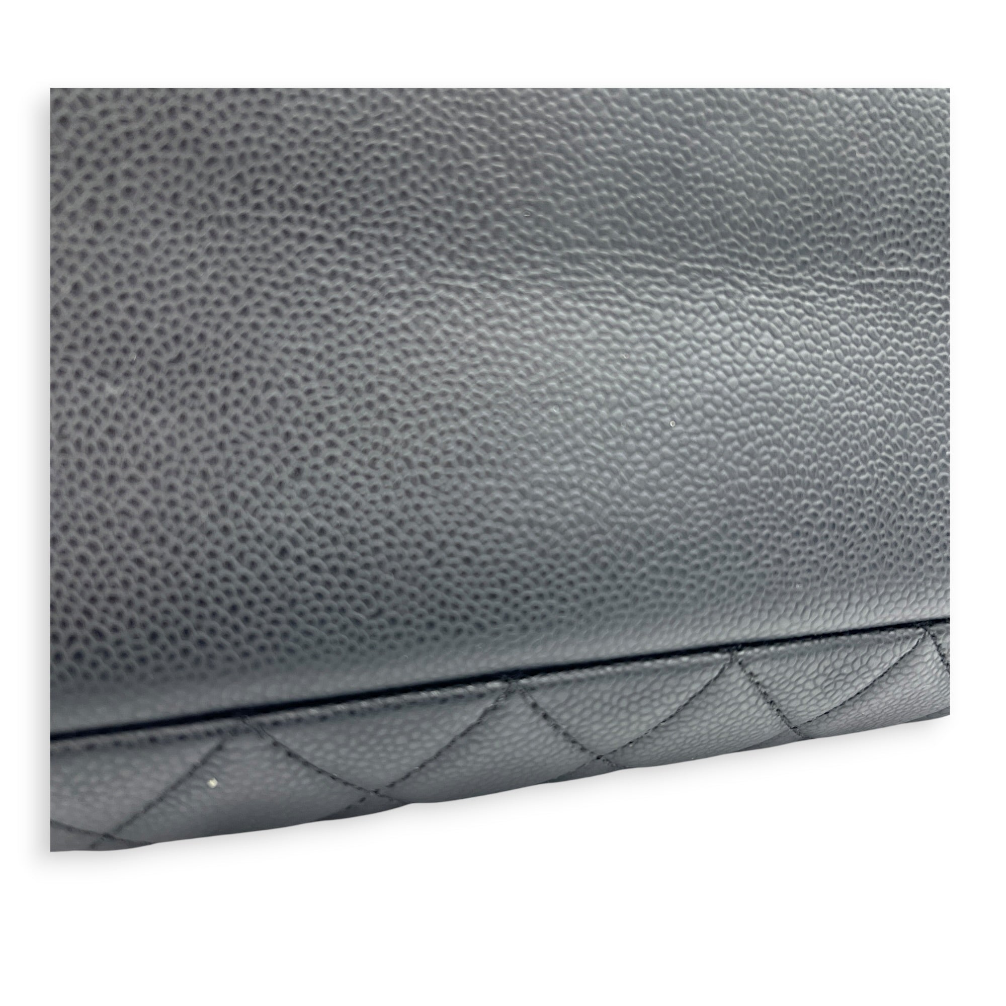 GST Tote Bag Black in Caviar Leather, Silver hardware