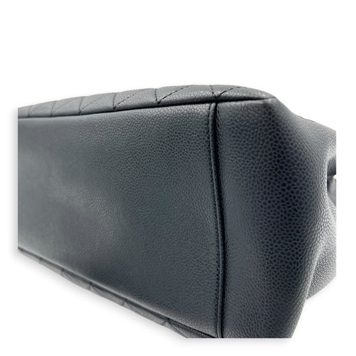 GST Tote Bag Black in Caviar Leather, Silver hardware