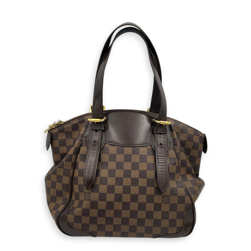 Verona Shoulder Bag MM Brown in Coated Canvas, Gold hardware