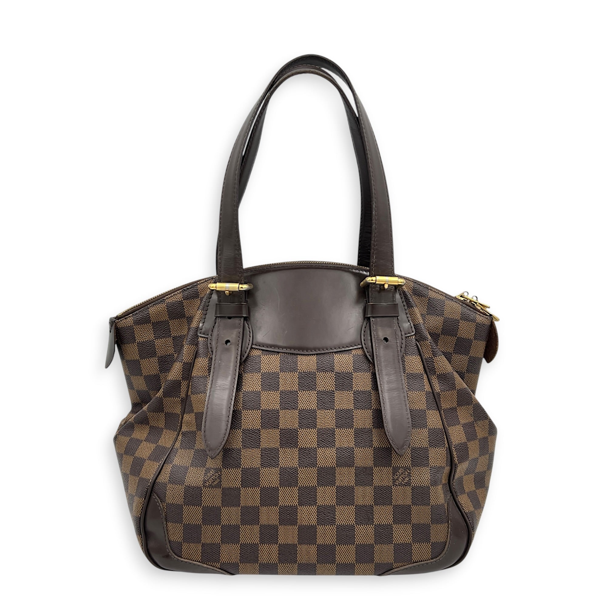 Verona Shoulder Bag MM Brown in Coated Canvas, Gold hardware