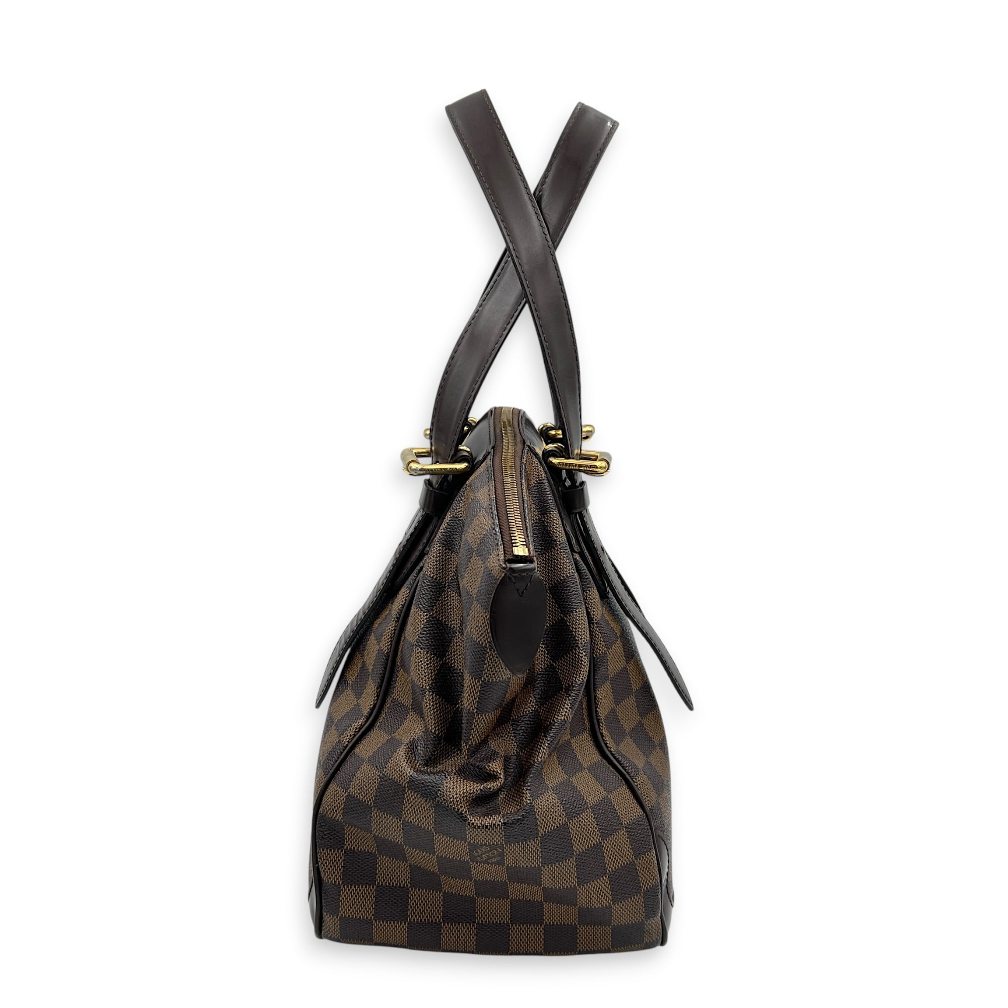 Verona Shoulder Bag MM Brown in Coated Canvas, Gold hardware
