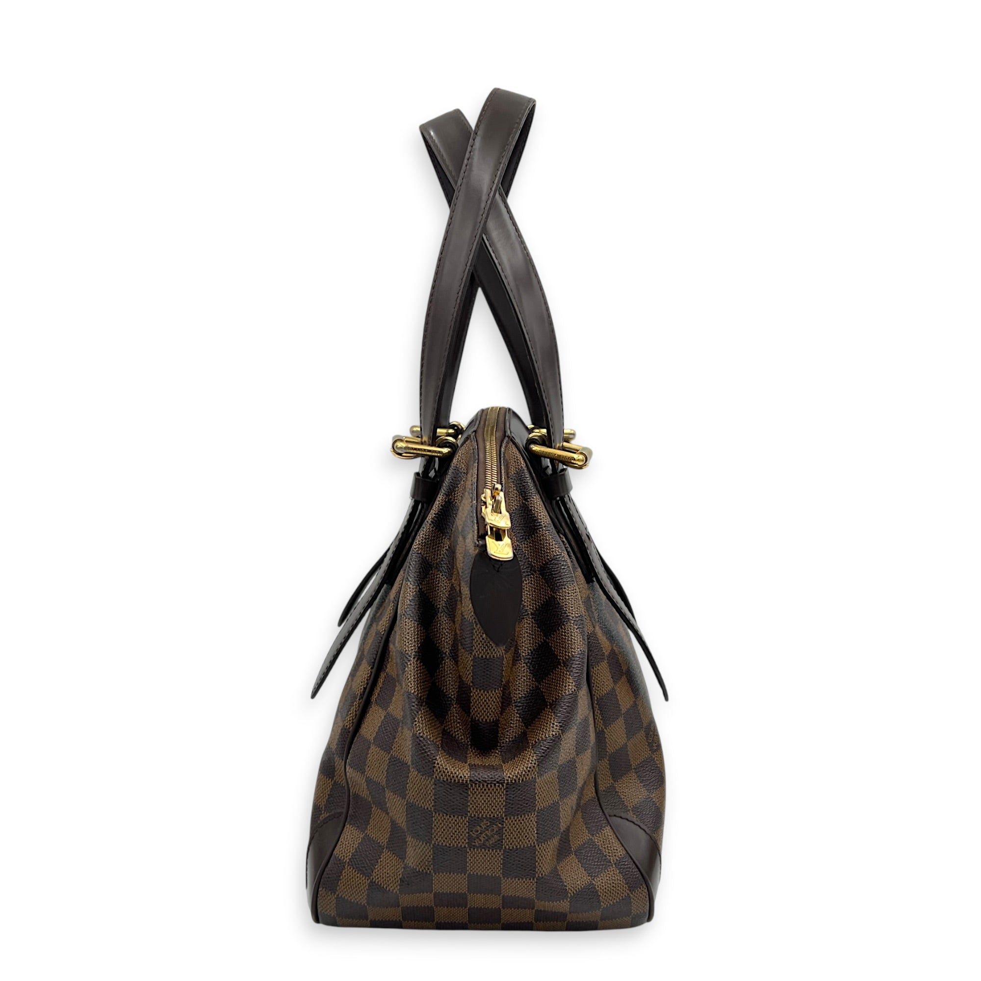 Verona Shoulder Bag MM Brown in Coated Canvas, Gold hardware