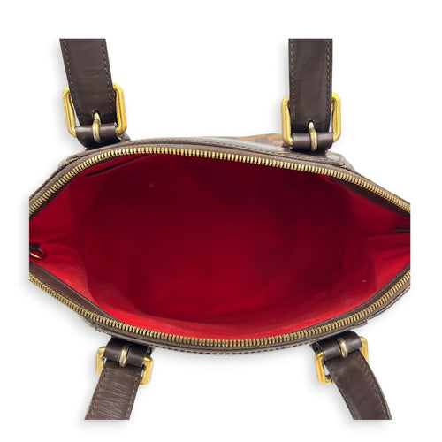 Verona Shoulder Bag MM Brown in Coated Canvas, Gold hardware