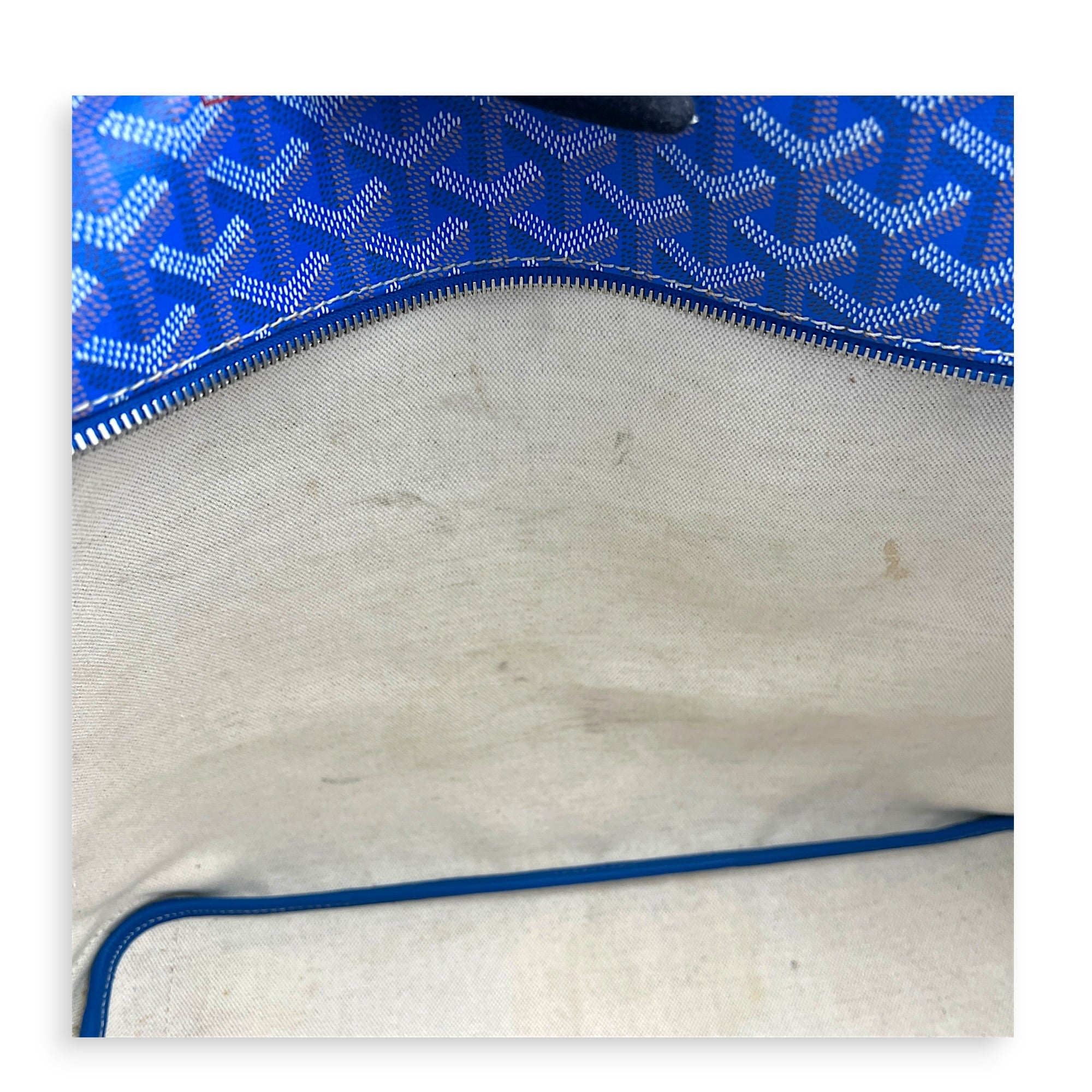 Artois MM Bleu Tote Bag in Coated Canvas, Silver hardware