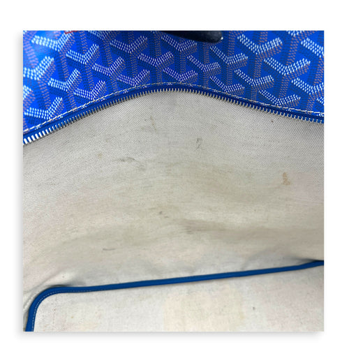 Artois MM Bleu Tote Bag in Coated Canvas, Silver hardware