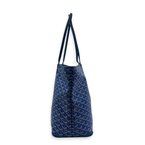 Artois MM Bleu Tote Bag in Coated Canvas, Silver hardware