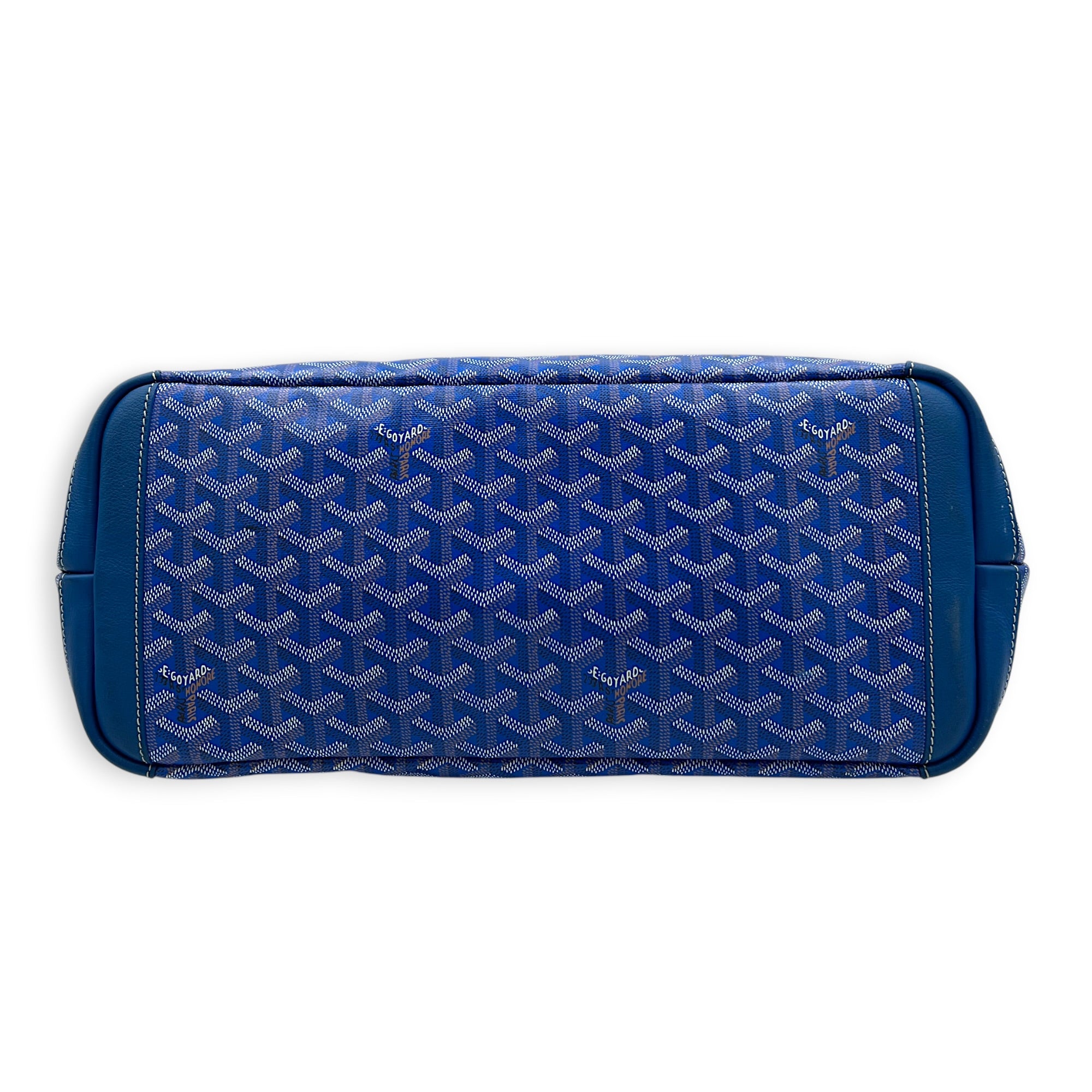 Artois MM Bleu Tote Bag in Coated Canvas, Silver hardware