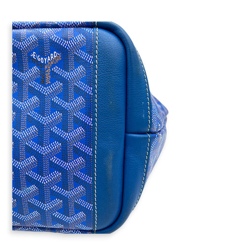 Artois MM Bleu Tote Bag in Coated Canvas, Silver hardware