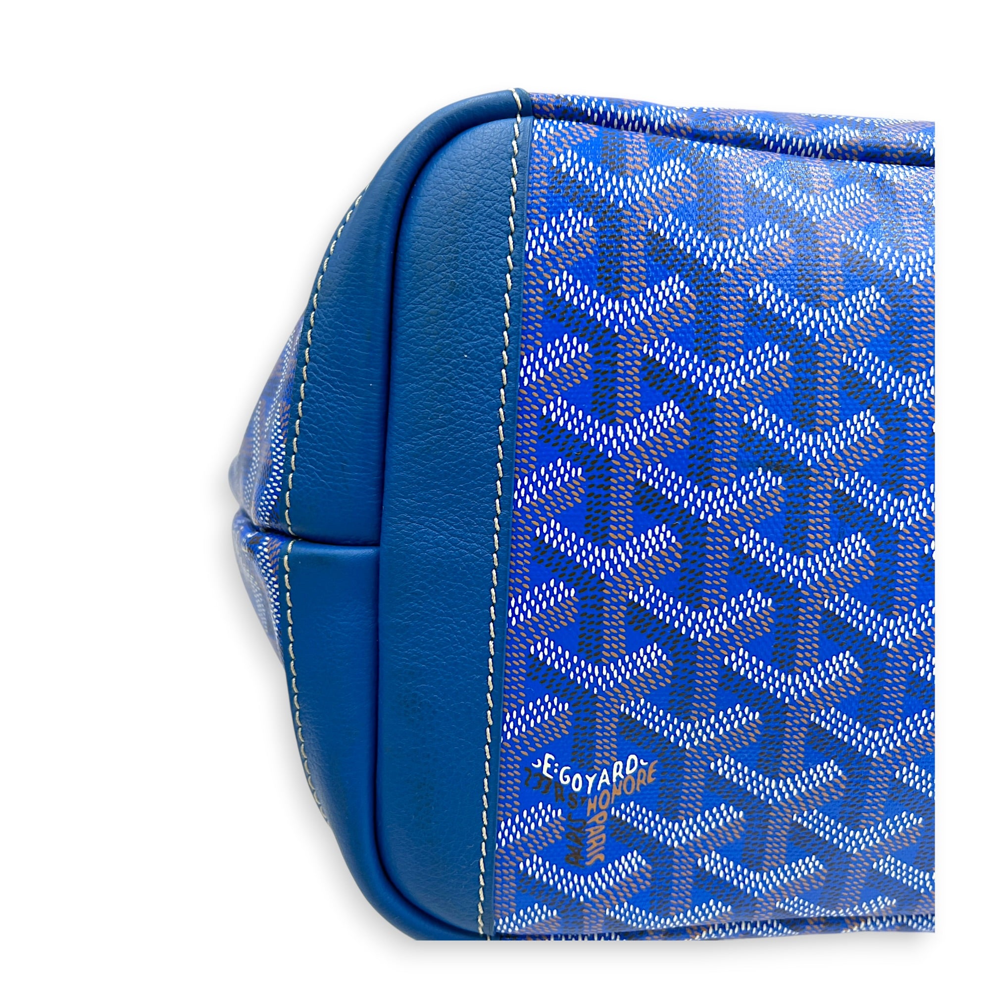 Artois MM Bleu Tote Bag in Coated Canvas, Silver hardware