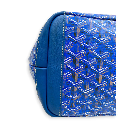 Artois MM Bleu Tote Bag in Coated Canvas, Silver hardware