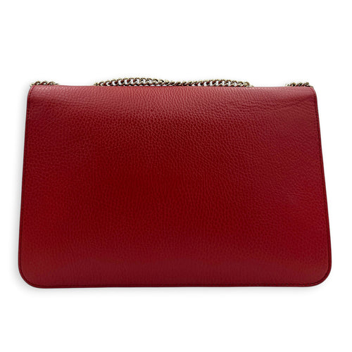 Interlocking G Wallet On Chain Hibiscus Red in Calfskin, Gold hardware
