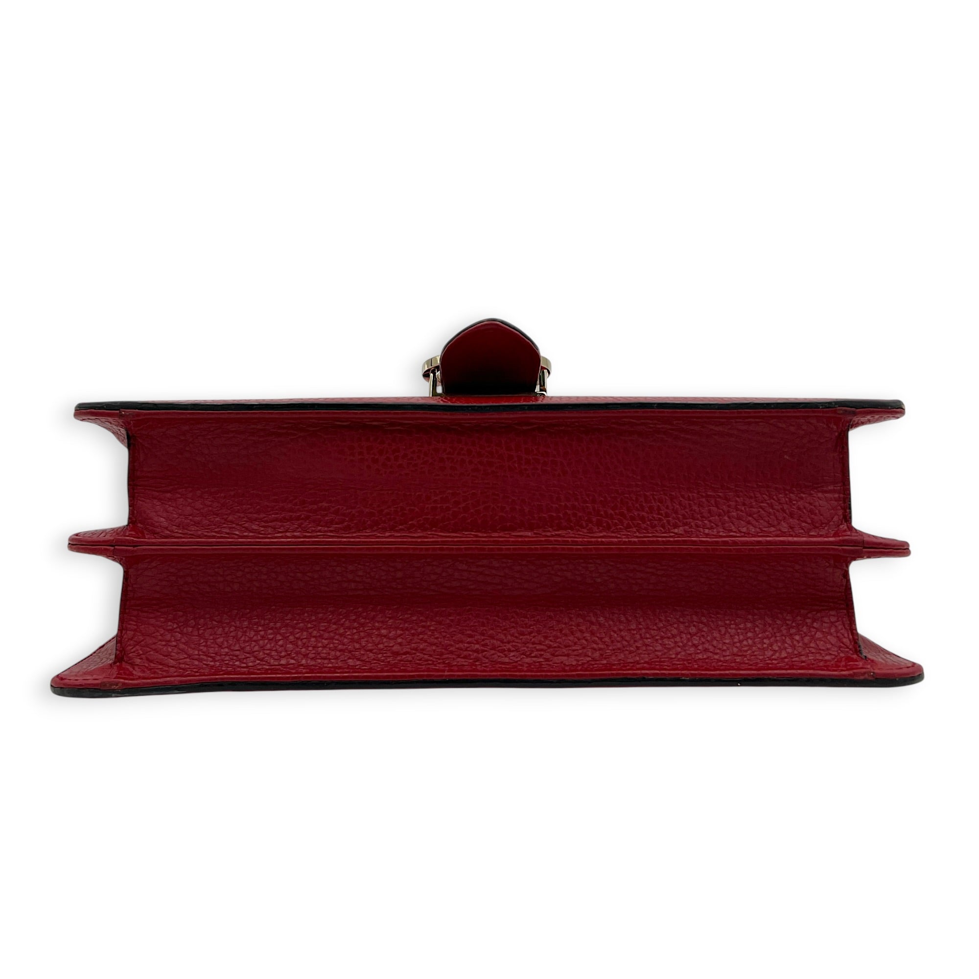 Interlocking G Wallet On Chain Hibiscus Red in Calfskin, Gold hardware