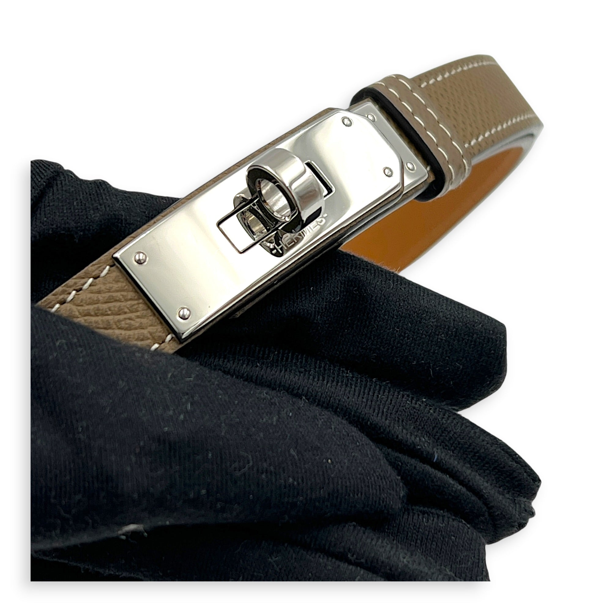 Kelly Etoupe Belt in Epsom, Palladium hardware