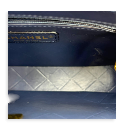 CC Quilted Moon Crossbody Bag Blue in Calfskin, Gold hardware