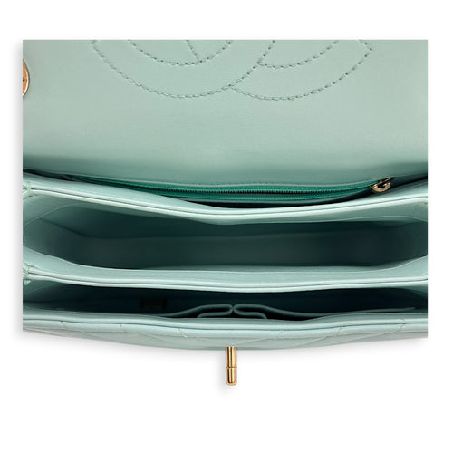 Trendy CC Blue Top Handle Bag in Lambskin, Silver hardware