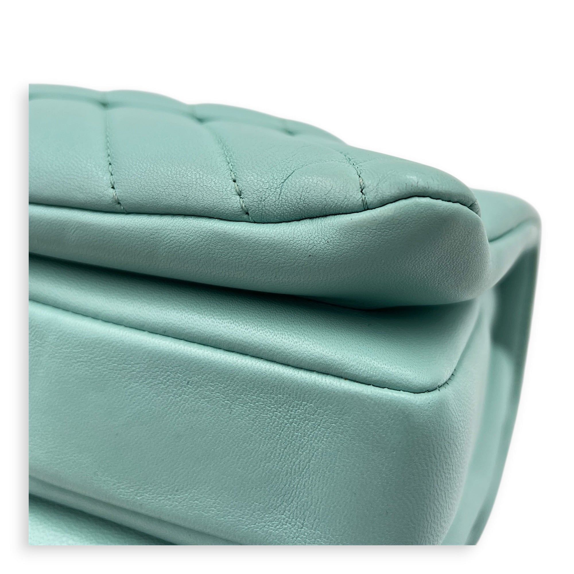 Trendy CC Blue Top Handle Bag in Lambskin, Silver hardware