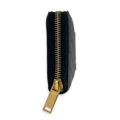 Cassandre Wallet Long Noir in Caviar Leather, Gold hardware