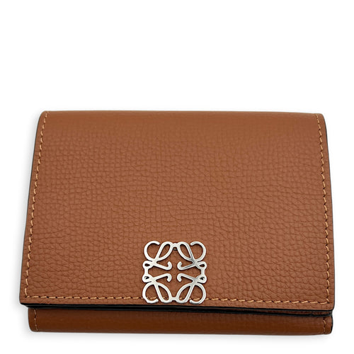 Anagram Wallet Small Tan in Calfskin, Silver hardware