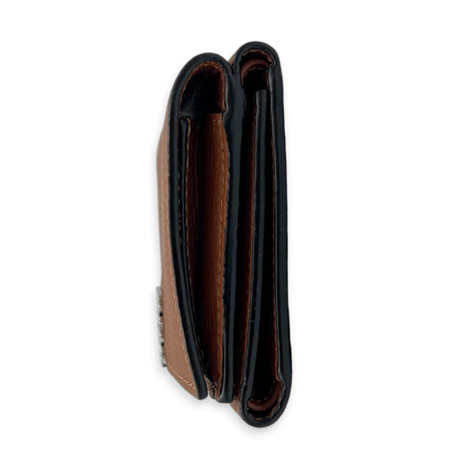 Anagram Wallet Small Tan in Calfskin, Silver hardware
