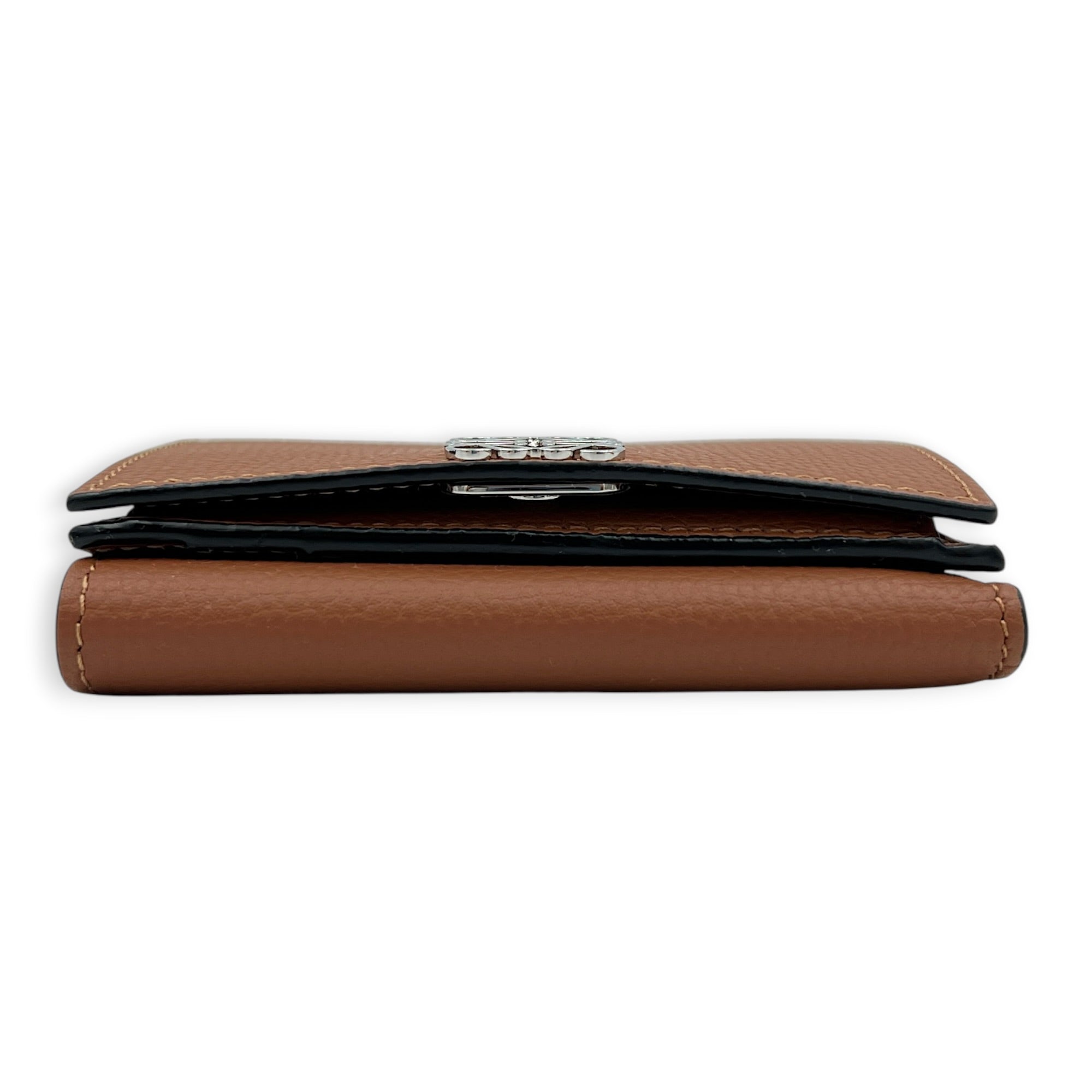 Anagram Wallet Small Tan in Calfskin, Silver hardware