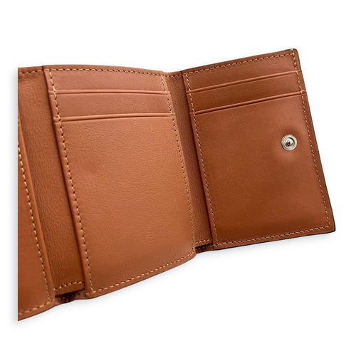 Anagram Wallet Small Tan in Calfskin, Silver hardware