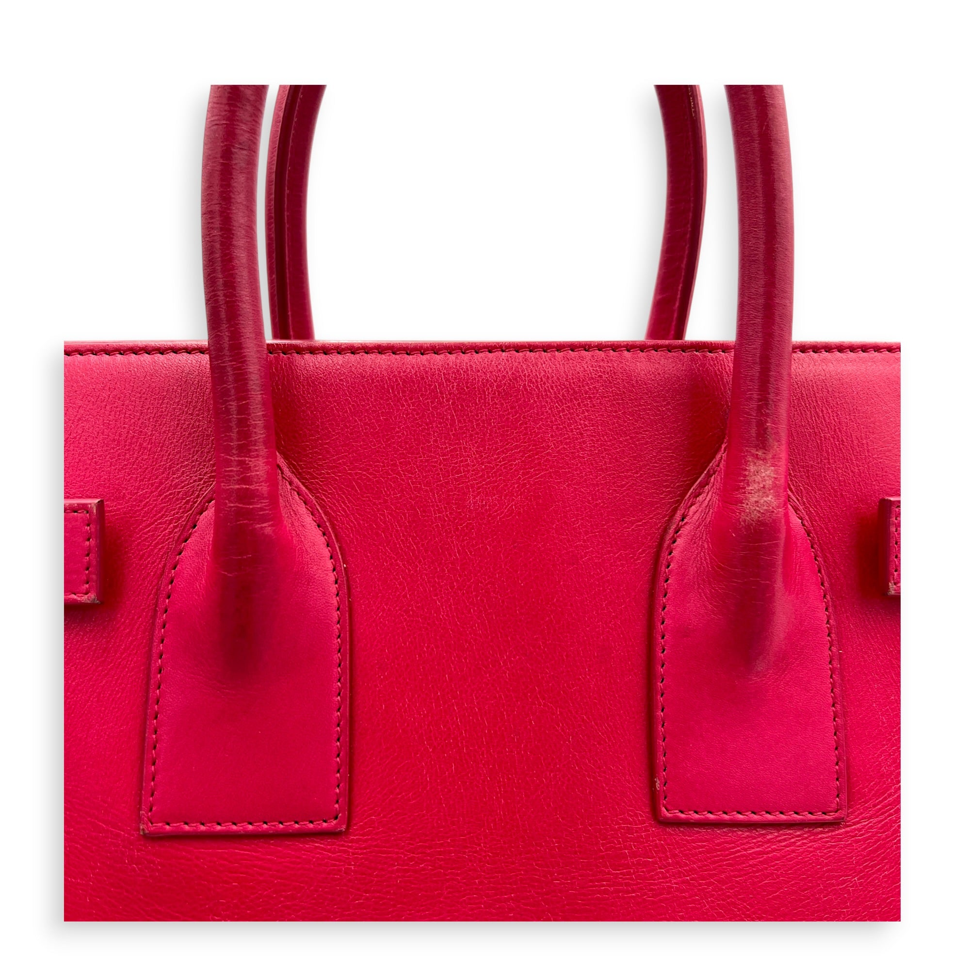 Sac de Jour Top Handle Bag Medium Rouge Eros in Calfskin, Gold hardware