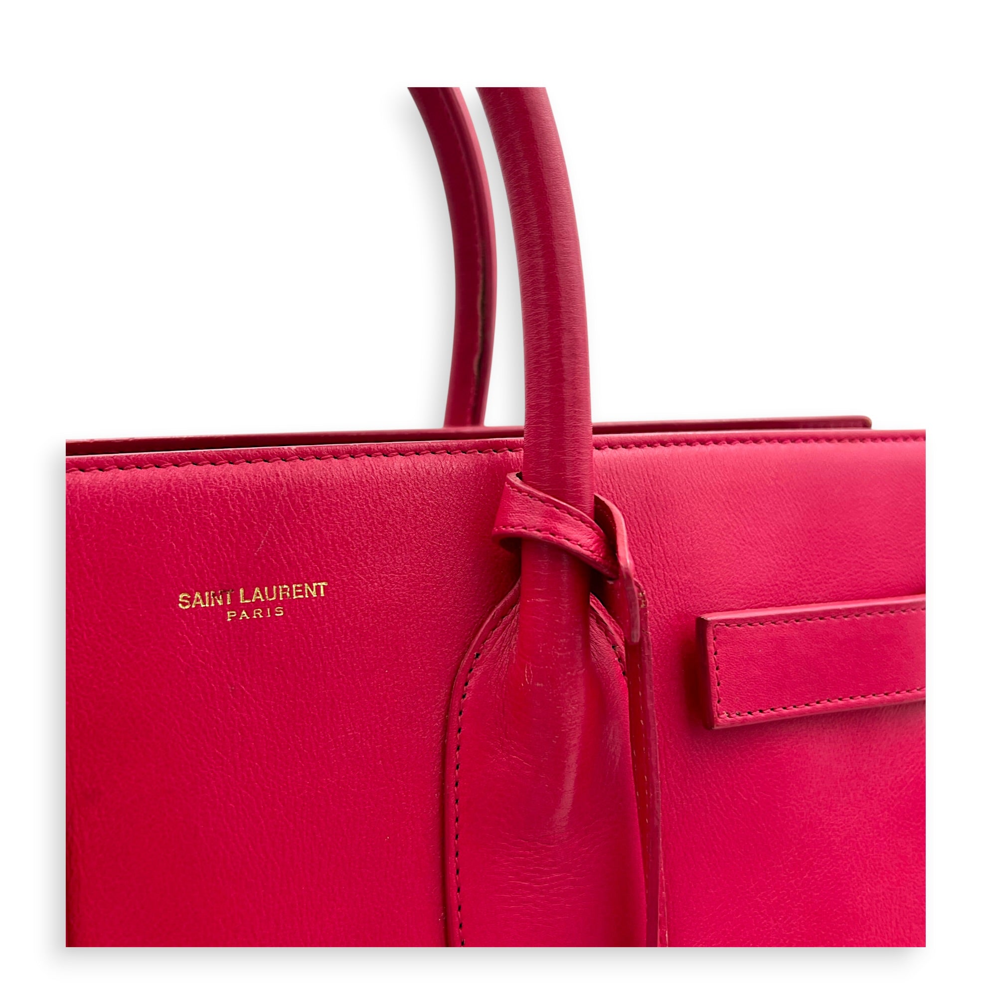 Sac de Jour Top Handle Bag Medium Rouge Eros in Calfskin, Gold hardware