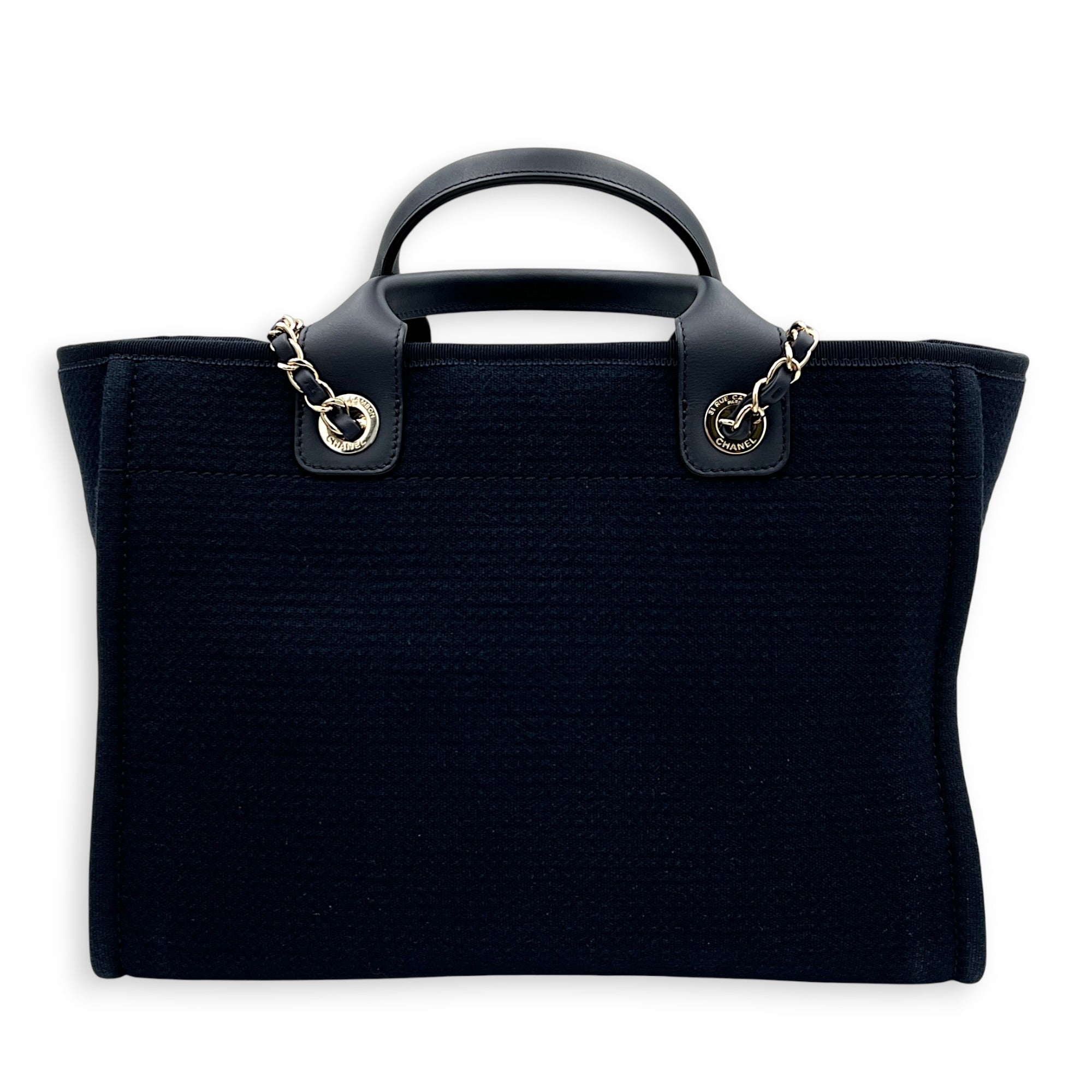 Deauville Small Blue Tote Bag in Canvas, Silver hardware