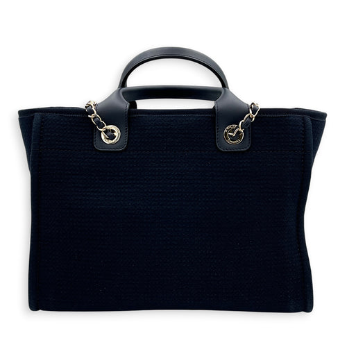 Deauville Small Blue Tote Bag in Canvas, Silver hardware