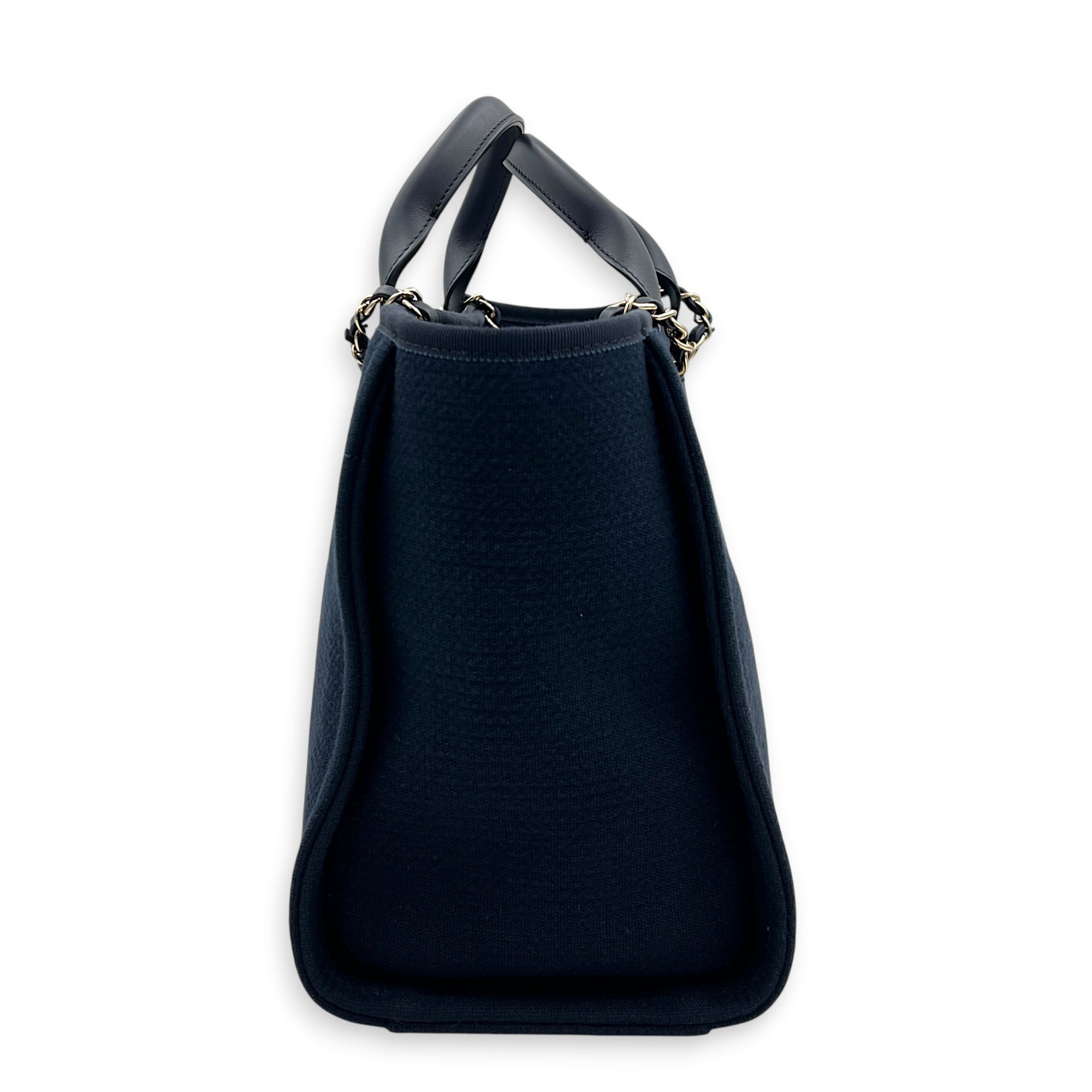 Deauville Small Blue Tote Bag in Canvas, Silver hardware